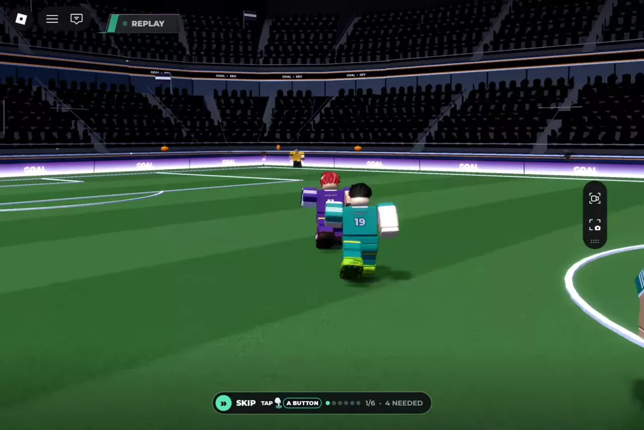 Goal replay with the skip-vote prompt and vote counter